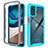 Coque Rebord Contour Silicone et Vitre Transparente Housse Etui 360 Degres pour Motorola Moto G42 Cyan