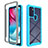 Coque Rebord Contour Silicone et Vitre Transparente Housse Etui 360 Degres pour Motorola Moto G60s Cyan