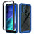 Coque Rebord Contour Silicone et Vitre Transparente Housse Etui 360 Degres pour Motorola Moto One Fusion Bleu