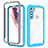 Coque Rebord Contour Silicone et Vitre Transparente Housse Etui 360 Degres pour Motorola Moto One Fusion Plus Cyan