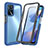 Coque Rebord Contour Silicone et Vitre Transparente Housse Etui 360 Degres pour Oppo A16 Bleu