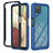 Coque Rebord Contour Silicone et Vitre Transparente Housse Etui 360 Degres YB1 pour Samsung Galaxy A12 5G Bleu