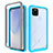 Coque Rebord Contour Silicone et Vitre Transparente Housse Etui 360 Degres ZJ1 pour Google Pixel 5 XL 5G Bleu Ciel