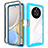 Coque Rebord Contour Silicone et Vitre Transparente Housse Etui 360 Degres ZJ1 pour Huawei Honor Magic4 Lite 4G Bleu Ciel