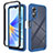 Coque Rebord Contour Silicone et Vitre Transparente Housse Etui 360 Degres ZJ1 pour Oppo A17 Bleu