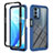 Coque Rebord Contour Silicone et Vitre Transparente Housse Etui 360 Degres ZJ1 pour Oppo A74 5G Bleu