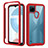 Coque Rebord Contour Silicone et Vitre Transparente Housse Etui 360 Degres ZJ1 pour Realme C21Y Rouge