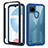 Coque Rebord Contour Silicone et Vitre Transparente Housse Etui 360 Degres ZJ1 pour Realme C25Y India Bleu