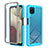 Coque Rebord Contour Silicone et Vitre Transparente Housse Etui 360 Degres ZJ1 pour Samsung Galaxy A12 5G Bleu Ciel