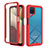 Coque Rebord Contour Silicone et Vitre Transparente Housse Etui 360 Degres ZJ1 pour Samsung Galaxy A12 5G Rouge