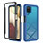 Coque Rebord Contour Silicone et Vitre Transparente Housse Etui 360 Degres ZJ1 pour Samsung Galaxy A12 Nacho Bleu