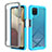 Coque Rebord Contour Silicone et Vitre Transparente Housse Etui 360 Degres ZJ1 pour Samsung Galaxy A12 Nacho Bleu Ciel