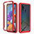 Coque Rebord Contour Silicone et Vitre Transparente Housse Etui 360 Degres ZJ1 pour Samsung Galaxy A21s Rouge