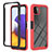 Coque Rebord Contour Silicone et Vitre Transparente Housse Etui 360 Degres ZJ1 pour Samsung Galaxy A22 5G Rouge