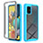 Coque Rebord Contour Silicone et Vitre Transparente Housse Etui 360 Degres ZJ1 pour Samsung Galaxy A51 4G Bleu Ciel