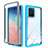 Coque Rebord Contour Silicone et Vitre Transparente Housse Etui 360 Degres ZJ1 pour Samsung Galaxy A91 Bleu Ciel
