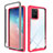 Coque Rebord Contour Silicone et Vitre Transparente Housse Etui 360 Degres ZJ1 pour Samsung Galaxy A91 Rose Rouge