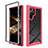 Coque Rebord Contour Silicone et Vitre Transparente Housse Etui 360 Degres ZJ1 pour Samsung Galaxy S24 Ultra 5G Rose Rouge