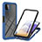 Coque Rebord Contour Silicone et Vitre Transparente Housse Etui 360 Degres ZJ2 pour Samsung Galaxy F42 5G Bleu