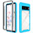 Coque Rebord Contour Silicone et Vitre Transparente Housse Etui 360 Degres ZJ3 pour Google Pixel 7 5G Bleu Ciel