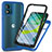 Coque Rebord Contour Silicone et Vitre Transparente Housse Etui 360 Degres ZJ3 pour Motorola Moto E13 Bleu