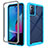 Coque Rebord Contour Silicone et Vitre Transparente Housse Etui 360 Degres ZJ3 pour Motorola Moto G Play Gen 2 Bleu Ciel