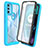 Coque Rebord Contour Silicone et Vitre Transparente Housse Etui 360 Degres ZJ3 pour Motorola Moto G71 5G Bleu Ciel