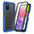 Coque Rebord Contour Silicone et Vitre Transparente Housse Etui 360 Degres ZJ3 pour Samsung Galaxy A03s Bleu