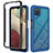 Coque Rebord Contour Silicone et Vitre Transparente Housse Etui 360 Degres ZJ3 pour Samsung Galaxy A12 5G Bleu
