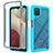 Coque Rebord Contour Silicone et Vitre Transparente Housse Etui 360 Degres ZJ3 pour Samsung Galaxy A12 5G Bleu Ciel