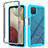 Coque Rebord Contour Silicone et Vitre Transparente Housse Etui 360 Degres ZJ3 pour Samsung Galaxy A12 Nacho Bleu Ciel