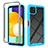 Coque Rebord Contour Silicone et Vitre Transparente Housse Etui 360 Degres ZJ3 pour Samsung Galaxy A22 5G Bleu Ciel