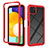 Coque Rebord Contour Silicone et Vitre Transparente Housse Etui 360 Degres ZJ3 pour Samsung Galaxy A22 5G Rouge