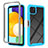 Coque Rebord Contour Silicone et Vitre Transparente Housse Etui 360 Degres ZJ3 pour Samsung Galaxy F42 5G Bleu Ciel