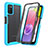 Coque Rebord Contour Silicone et Vitre Transparente Housse Etui 360 Degres ZJ3 pour Samsung Galaxy M02s Bleu Ciel