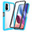 Coque Rebord Contour Silicone et Vitre Transparente Housse Etui 360 Degres ZJ3 pour Xiaomi Poco F3 5G Bleu Ciel