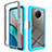 Coque Rebord Contour Silicone et Vitre Transparente Housse Etui 360 Degres ZJ3 pour Xiaomi Redmi Note 9 5G Bleu Ciel