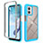 Coque Rebord Contour Silicone et Vitre Transparente Housse Etui 360 Degres ZJ4 pour Motorola Moto G53 5G Bleu Ciel