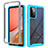 Coque Rebord Contour Silicone et Vitre Transparente Housse Etui 360 Degres ZJ4 pour Samsung Galaxy A72 4G Bleu Ciel