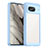 Coque Rebord Contour Silicone et Vitre Transparente Housse Etui J01S pour Google Pixel 8 5G Bleu Ciel