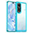 Coque Rebord Contour Silicone et Vitre Transparente Housse Etui J01S pour Huawei Honor 80 Pro 5G Bleu