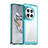 Coque Rebord Contour Silicone et Vitre Transparente Housse Etui J01S pour OnePlus 12 5G Cyan