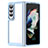 Coque Rebord Contour Silicone et Vitre Transparente Housse Etui J01S pour Samsung Galaxy Z Fold4 5G Bleu