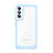 Coque Rebord Contour Silicone et Vitre Transparente Housse Etui M03 pour Samsung Galaxy S21 5G Bleu