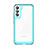 Coque Rebord Contour Silicone et Vitre Transparente Housse Etui M03 pour Samsung Galaxy S21 5G Cyan