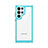 Coque Rebord Contour Silicone et Vitre Transparente Housse Etui M03 pour Samsung Galaxy S21 Ultra 5G Cyan