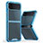 Coque Rebord Contour Silicone et Vitre Transparente Housse Etui P01 pour Samsung Galaxy Z Flip3 5G Bleu