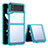 Coque Rebord Contour Silicone et Vitre Transparente Housse Etui pour Samsung Galaxy Z Flip3 5G Cyan