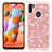 Coque Silicone et Plastique Housse Etui Protection Integrale 360 Degres Bling-Bling JX1 pour Samsung Galaxy A11 Or Rose