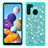 Coque Silicone et Plastique Housse Etui Protection Integrale 360 Degres Bling-Bling JX1 pour Samsung Galaxy A21 Cyan